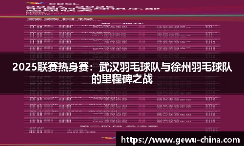 2025联赛热身赛：武汉羽毛球队与徐州羽毛球队的里程碑之战